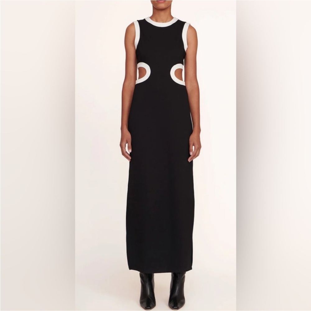 NWT STAUD Maxi Dolce Dress Black and White - Size XS